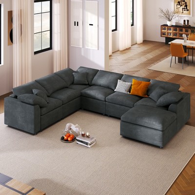 Oversized Modular L Shaped Sectional Sofa with Ottoman for Living Room and Spacious Space - ModernLuxe