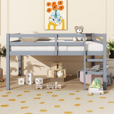 Full Size Wood Loft Bed with Ladder-ModernLuxe