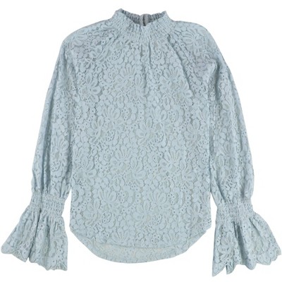 bar III Womens Mock Neck Lace Pullover Blouse