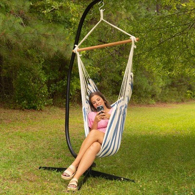 Pillowtop Chair Swing with Spreader Bar Heathered Blue - Threshold™: Weather-Resistant Outdoor Hammock, No Stand Required