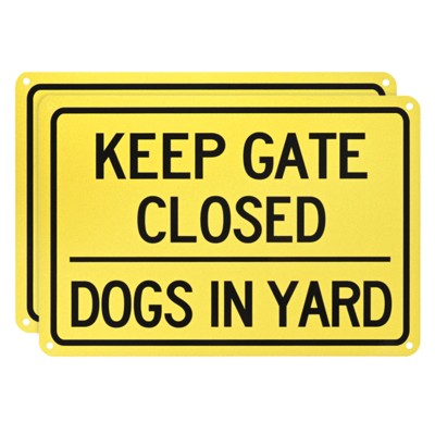 Unique Bargains Home Aluminum Reflective Keep Gate Closed Dogs in Yard Sign 2 Pcs