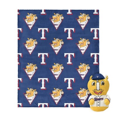 MLB Texas Rangers Mascot Silk Touch Throw Blanket and 11" Plush: Sports Team Logo Design