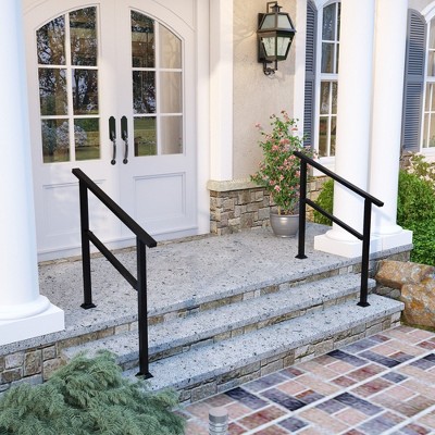 Famapy Adjustable Wrought Iron Handrail for 3-5 Steps Outdoor Stair Rail for Porch, Garden, Patio