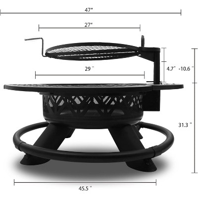 vancasso 47" Outdoor Fire Pit with Adjustable Grill
