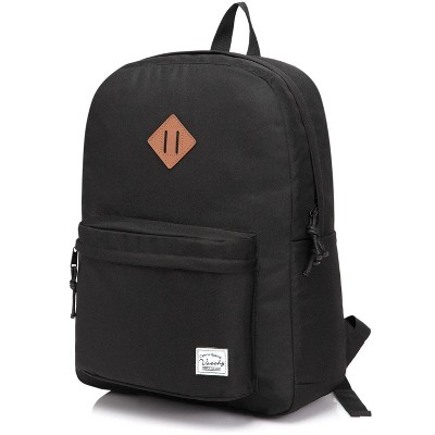 Lightweight Backpack for School, Classic Basic Water Resistant Casual Daypack for Travel with Bottle Side Pockets (Black)