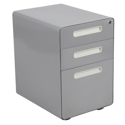 Flash Furniture Ergonomic 3-Drawer Mobile Locking Filing Cabinet with Anti-Tilt Mechanism and Hanging Drawer for Legal & Letter Files