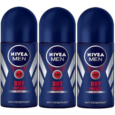 Nivea Men Dry Impact Antiperspirant Deodorant Roll On 1.7oz (3 Pack)
