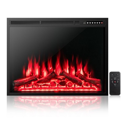 Costway 34''\37''Electric Fireplace Insert Heater Log Flame Effect
