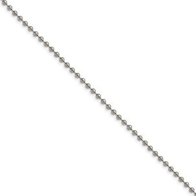 Black Bow Jewelry 2mm Titanium Polished Ball Chain Necklace
