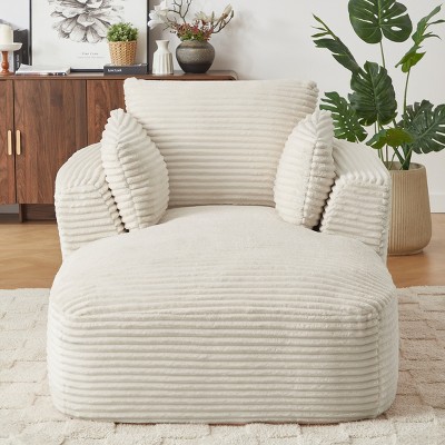 Oversized Chaise Lounge Chair with Comfy Pillows, Corduroy Upholstered Sleeper Sofa Bed, No Assembly - ModernLuxe