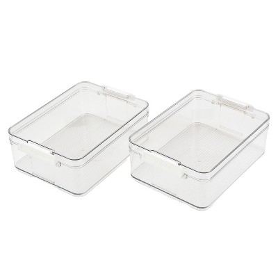 SharpChef Stackable Airtight Food Storage Container with Easy locking lid, Leakproof, Clear Acrylic Organizer Bins For Refrigerator, Pantry
