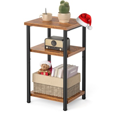 DSVIMOY 3 Layer Coffee Table with Adjustable Height, Bedside Table, Storage Shelf for Bedroom, Office Space Saving, Gray, 13.3"11.8"*22.7"
