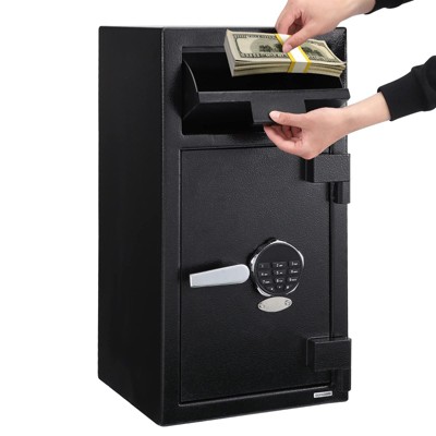 Heavy Duty Business Drop Safe, Deposit Safe with Front Load Slot for Cash Mail, Anti-Pry Steel Construction