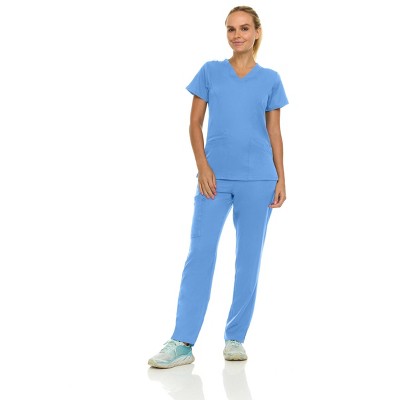 Medichic Women Scrubs Set V-Neck with Straight Leg Pants Medical Scrub Set
