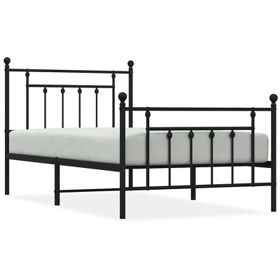 vidaXL 12" Black Twin Metal Bed Frame with Headboard & Footboard No Mattress