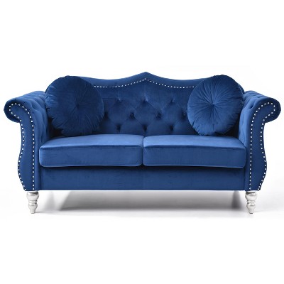 TiramisuBest Stylish Navy Blue Loveseat, Modern Upholstered Sofa Perfect for Contemporary Homes