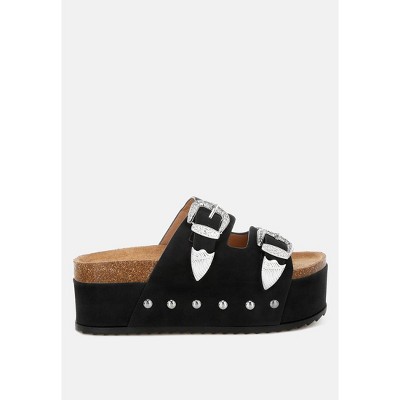 Zaphod Faux Leather Flatform Slip Ons Women