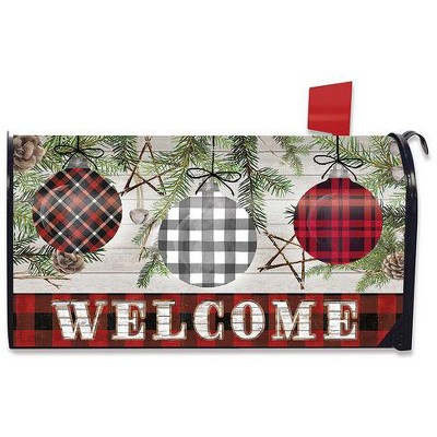 Patterned Ornaments Christmas Magnetic Mailbox Cover Checkered Standard Briarwood Lane