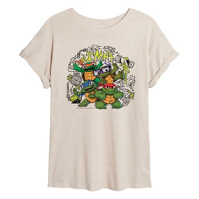 Women's - Teenage Mutant Ninja Turtles Mutant Mayhem - Mm Sketchy Oversized Graphic T-Shirt
