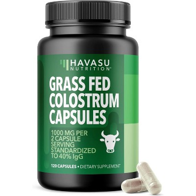 Grass Fed Colostrum Capsules, 1000mg Bovine Colostrum per Serving with 40% IgG Supplement for Immune and Gut Health, Havasu Nutrition, 120ct