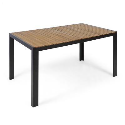 Gulches Patio Dining Tables - Teak Finish 59-Inch Modern Outdoor Table