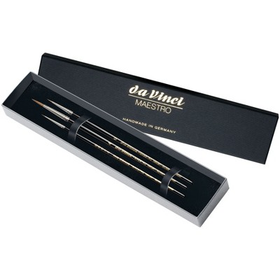 da Vinci MAESTRO Miniature Painting Brushes, Kolinsky Red Sable, Watercolor, Round, Series10, Assorted, 3 Brush Set in Gift Box
