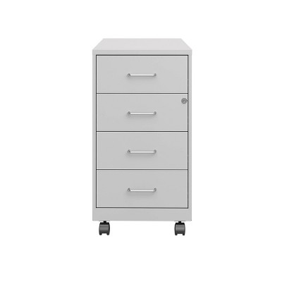 Space Solutions 18" Deep 4 Drawer Metal Mobile Organizer with 4 Box Drawer Locking Arctic Silver