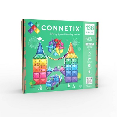 CONNETIX Magnetic Tiles Bright STEAM Pack Building Blocks 138pc
