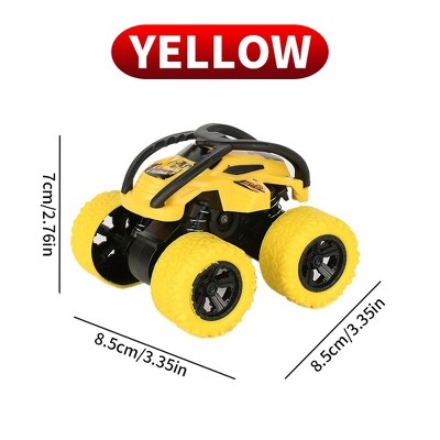 Monster Truck Toys Friction Powered Toy Cars Push and Go Vehicles for Kids Christmas Birthday Party Gift for Boys Girls Aged 3-5 Yellow