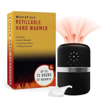 Maplefield Reusable Hand Warmers with 12 Hours of Lasting Heat - Reusable Heater & Fabric Pouch - Matte Finish (Matte Black)