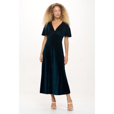 WEST K Women's Sabrina V-Neck Tiled Velvet Midi Dress