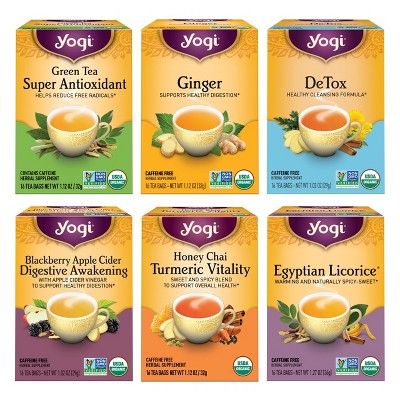 Yogi Tea - Digestion and Detox Tea Variety Pack Sampler -  96 ct , 6 Pack