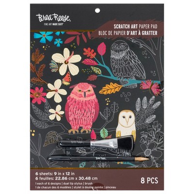 Brea Reese: Scratch Art Paper Pad - Owl & Moon - 6 Designs