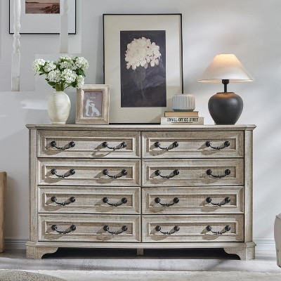 SinCiDo Farmhouse Drawers Dresser, Rustic Wood Chest of Drawers w/Natural Texture, Vintage Storage Dressers Organizer for Bedroom & Living Room