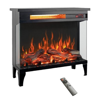 NAYSAYE Indoor Fireplace Three Sided Glass Stove with Adjustable Flame for Living Room, Black, 23.9"*9.4"*22.4"