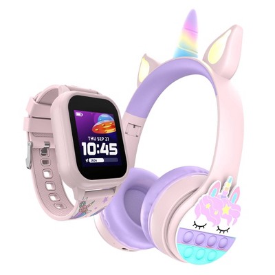 PlayZoom Bundle Smartwatch and Bluetooth Headphones - Unicorn Purple/Pink