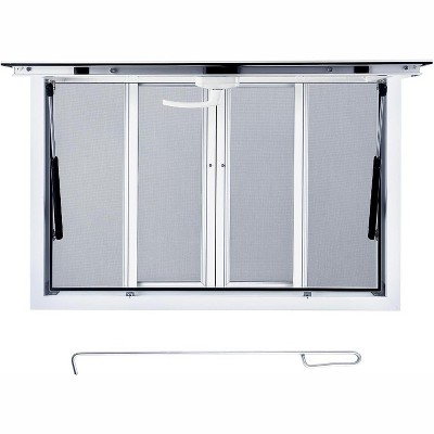 Aluminum Concession Serving Window, Four Horizontal Sliding Screens, Awning Door, Drag Hook, Service Window for Food Truck or Stand