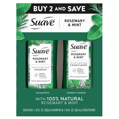 Suave Professionals Invigorating Shampoo and Conditioner for Dry and Damaged Hair Rosemary and Mint 18 fl oz/2ct