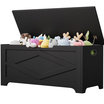 39.4" Storage Chest, Wooden Storage Bench with Safety Hinges, Easy Assembly, Large Toy Chest for Entryway, Living Room, Bedroom