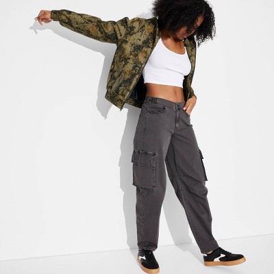 Women's Mid-Rise Barrel Cargo Pants - Wild Fable™