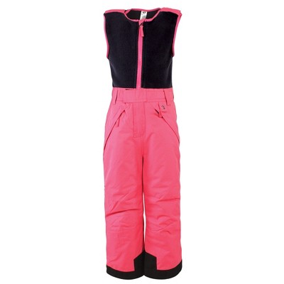Hudson Baby Unisex Snow Bib Overalls with Fleece Top, Fuchsia