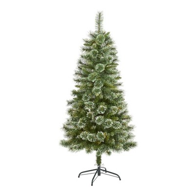 Nearly Natural 5-ft Wisconsin Slim Snow Tip Pine Artificial Christmas Tree with 298 Bendable Branches