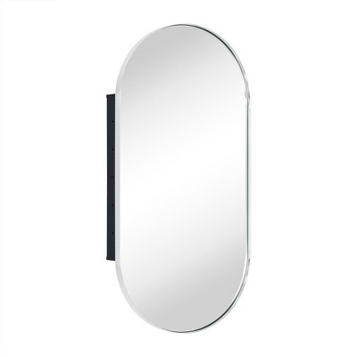 TEHOME Oval Pill Shape Metal Framed Recessed Medicine Cabinet with Mirror
