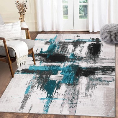 Modern Abstract Area Rug, Machine Washable Non-Slip Accent Carpet, Soft Low-Pile Floor Carpet Rug for Kitchen Living Room Bedroom