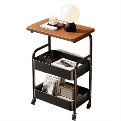3-Tier Rolling Cart  Utility Cart w/Lockable Wheels, Multipurpose Storage Organizer Trolley for Kitchen, Office