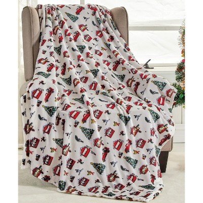Noble house Christmas  Festive and Cheery Holiday Super Soft Ultra Comfy Microplush Throw Blanket 50"x60"