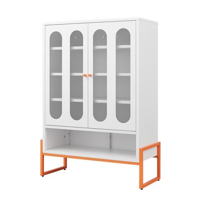 RISOKEYS Five-Layer Freestanding Metal Shoe Storage Cabinet with Doors,Organizer Shoe Storage Cabinet for Entryway,Hallway