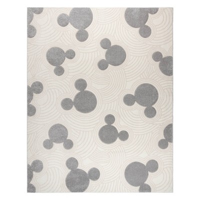 Disney Mickey Mouse Pop Art Modern Geometric High-Low Indoor Kids' Area Rug Gray/Ivory