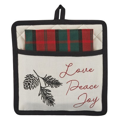Park Designs Winter Pines Pocket Potholder Set - Off-White