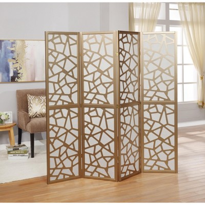 Gulches Giyano 4 Panel Screen Room Divider, Gold